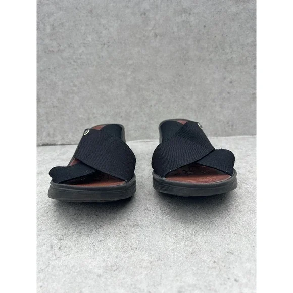 BZEES Desire Slide Sandals Black Elastic Crisscross Comfort Wedge Size 9.5M - Picture 5 of 8